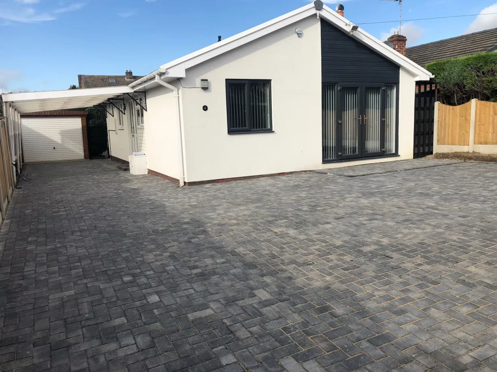 Bradford Bungalow With A Grey Block Paved Driveway Installation