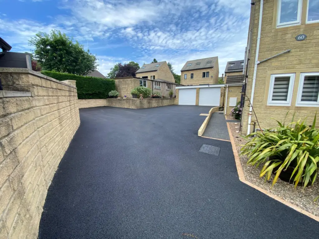 Tarmac Driveway Retaining Wall & Resin Path installation Skircoat Green Halifax