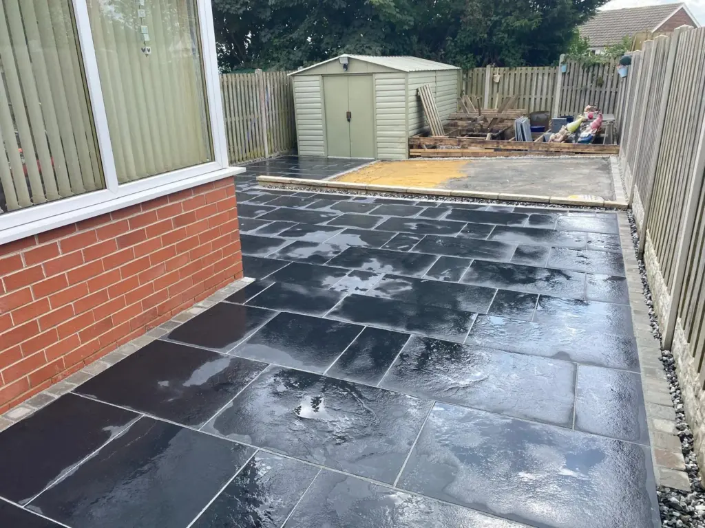 Black Limestone Paving Installation in Bradford