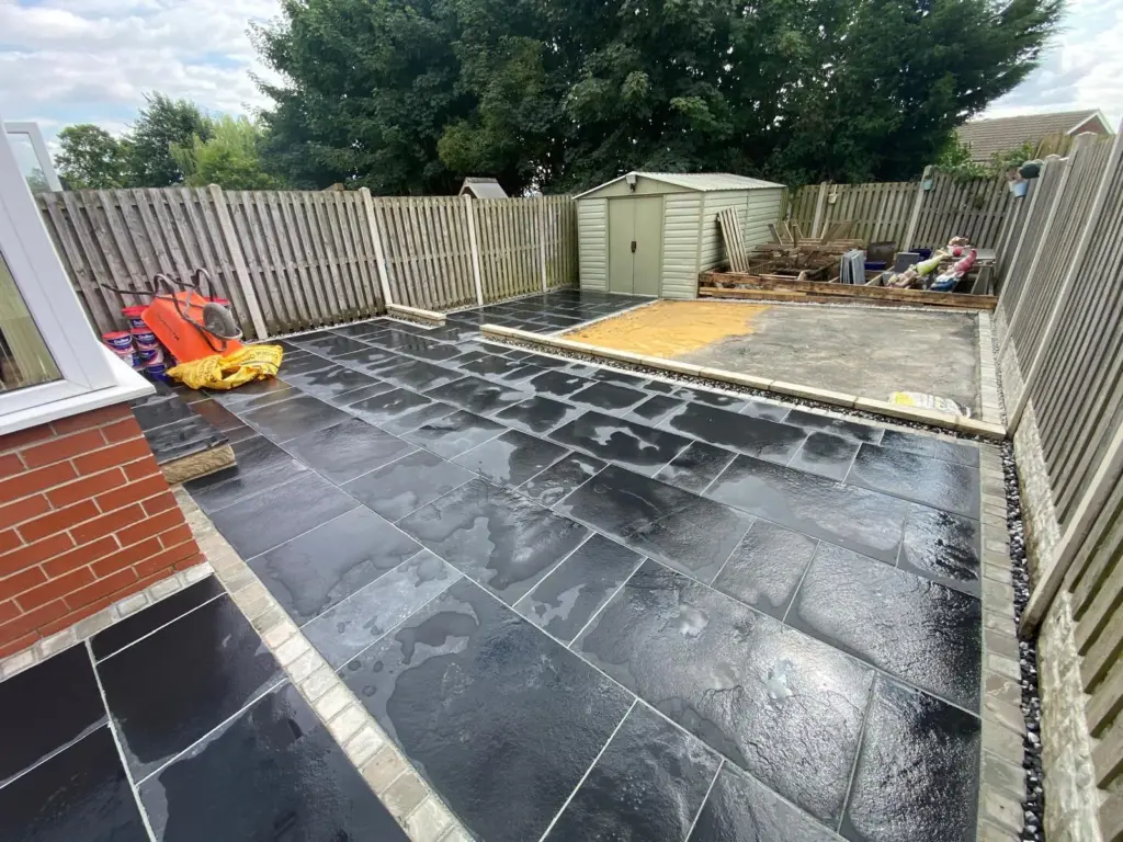 Black Limestone Paving Installation in Bradford