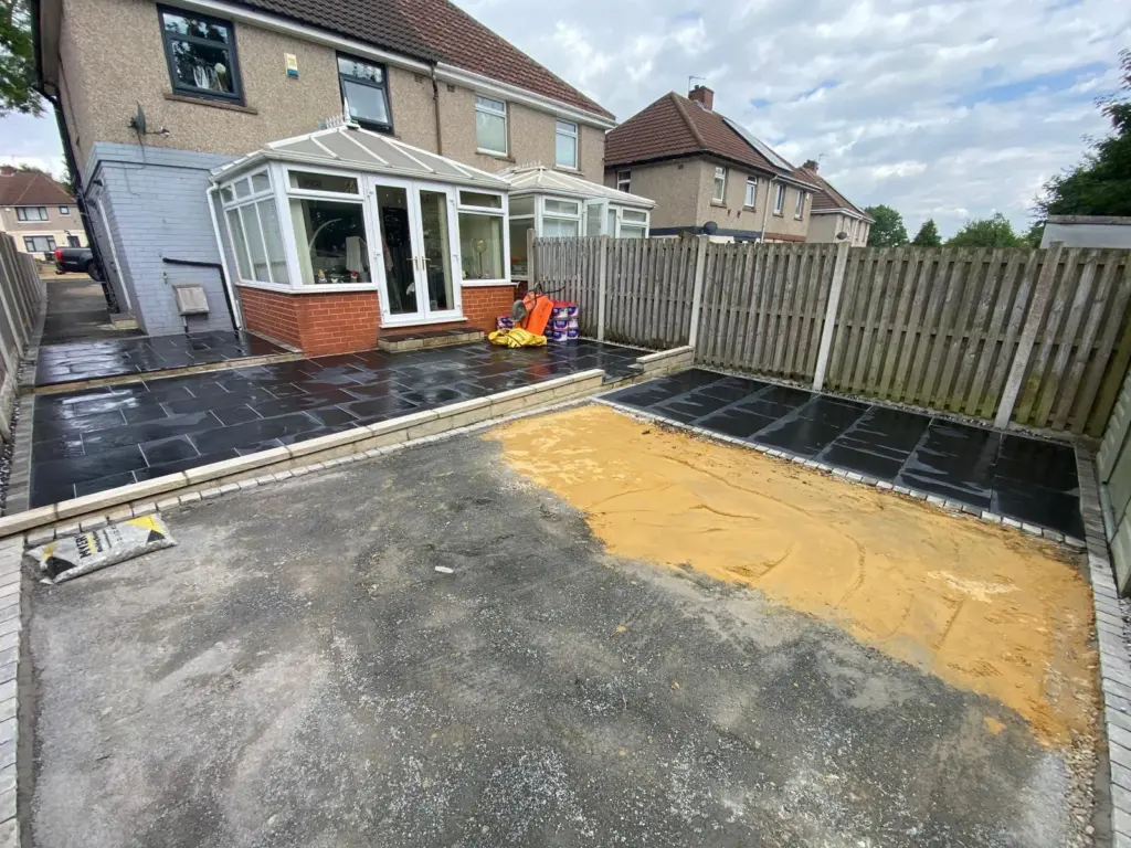 Black Limestone Paving Installation in Bradford